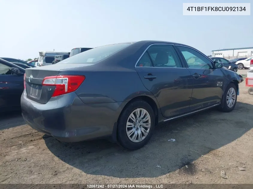 2012 Toyota Camry Le VIN: 4T1BF1FK8CU092134 Lot: 12057242