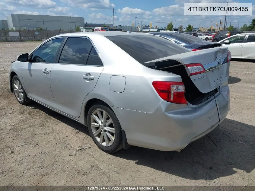 2012 Toyota Camry Se/Xle VIN: 4T1BK1FK7CU009465 Lot: 12079374