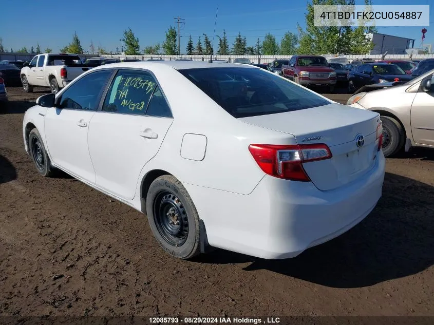 2012 Toyota Camry Hybrid Le VIN: 4T1BD1FK2CU054887 Lot: 12085793