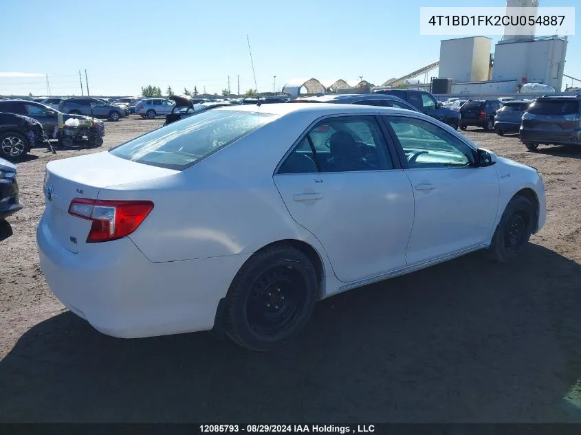 2012 Toyota Camry Hybrid Le VIN: 4T1BD1FK2CU054887 Lot: 12085793