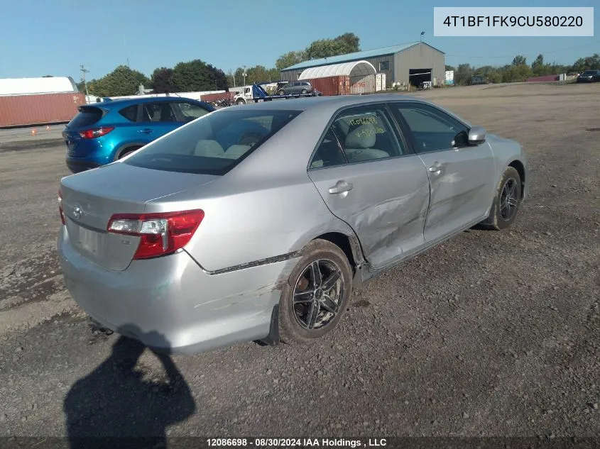 2012 Toyota Camry Se/Le/Xle VIN: 4T1BF1FK9CU580220 Lot: 12086698