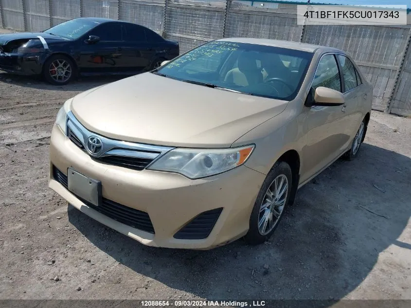 2012 Toyota Camry Se/Le/Xle VIN: 4T1BF1FK5CU017343 Lot: 12088654