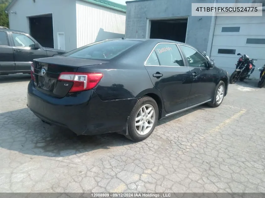 2012 Toyota Camry Le VIN: 4T1BF1FK5CU524775 Lot: 12088909