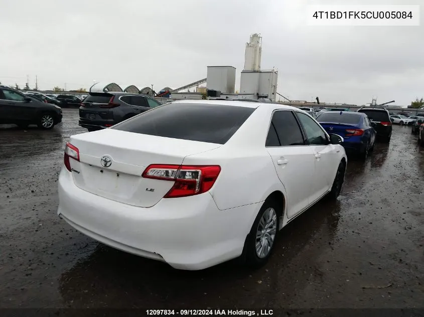 2012 Toyota Camry Hybrid/Le/Xle VIN: 4T1BD1FK5CU005084 Lot: 12097834