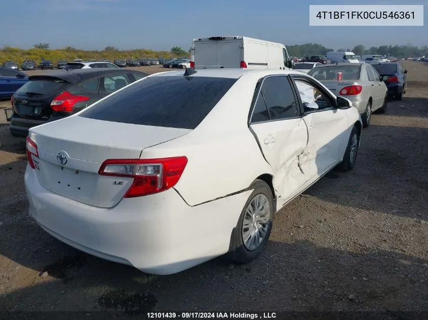 2012 Toyota Camry Le VIN: 4T1BF1FK0CU546361 Lot: 12101439