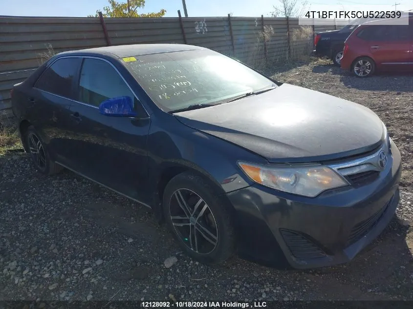 2012 Toyota Camry Se/Le/Xle VIN: 4T1BF1FK5CU522539 Lot: 12128092