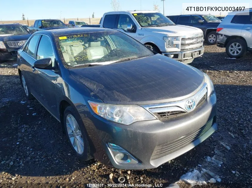 2012 Toyota Camry Hybrid/Le/Xle VIN: 4T1BD1FK9CU003497 Lot: 12133537