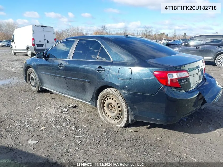 2012 Toyota Camry Le VIN: 4T1BF1FK2CU182718 Lot: 12149472