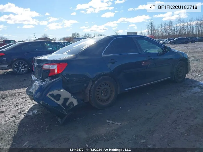 2012 Toyota Camry Le VIN: 4T1BF1FK2CU182718 Lot: 12149472