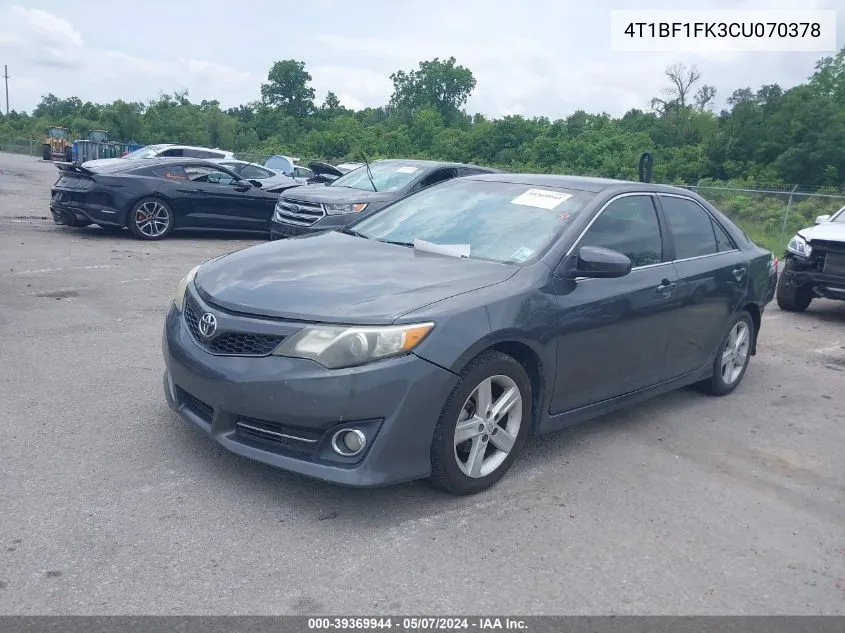 2012 Toyota Camry Se VIN: 4T1BF1FK3CU070378 Lot: 39369944