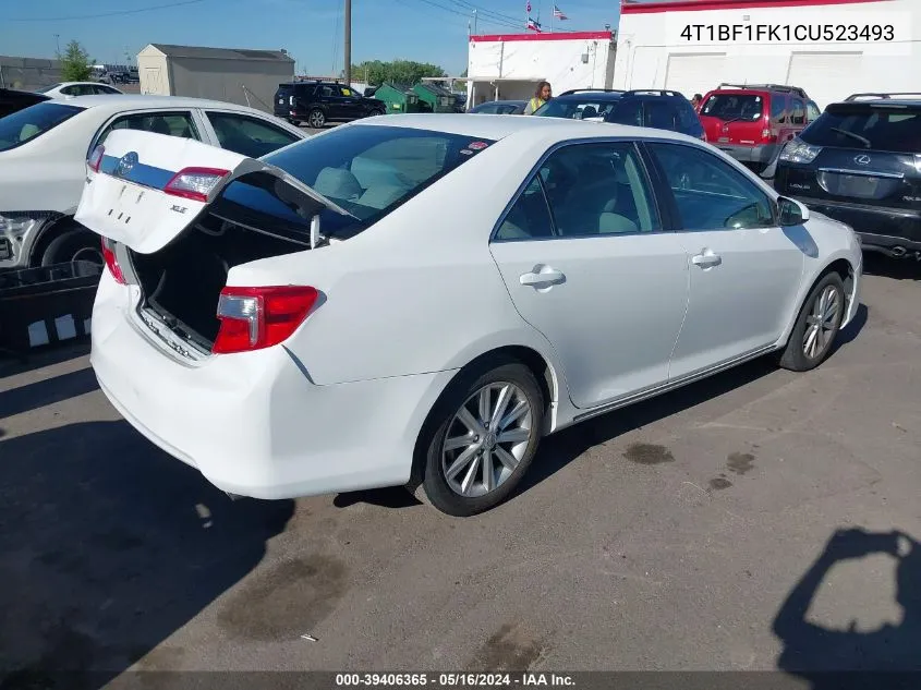 2012 Toyota Camry Xle VIN: 4T1BF1FK1CU523493 Lot: 39406365