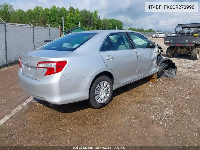 2012 Toyota Camry Le VIN: 4T4BF1FK6CR273996 Lot: 39423668