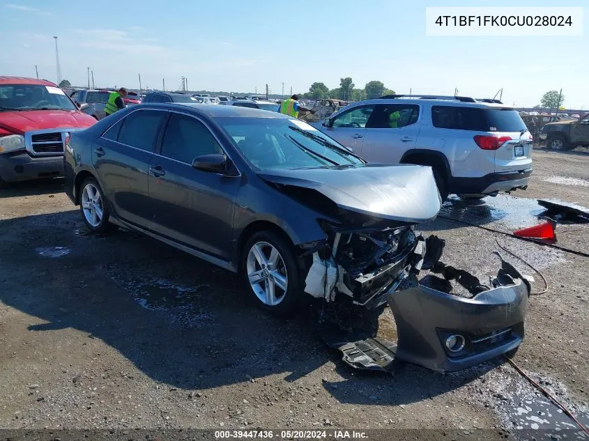 2012 Toyota Camry Se VIN: 4T1BF1FK0CU028024 Lot: 39447436