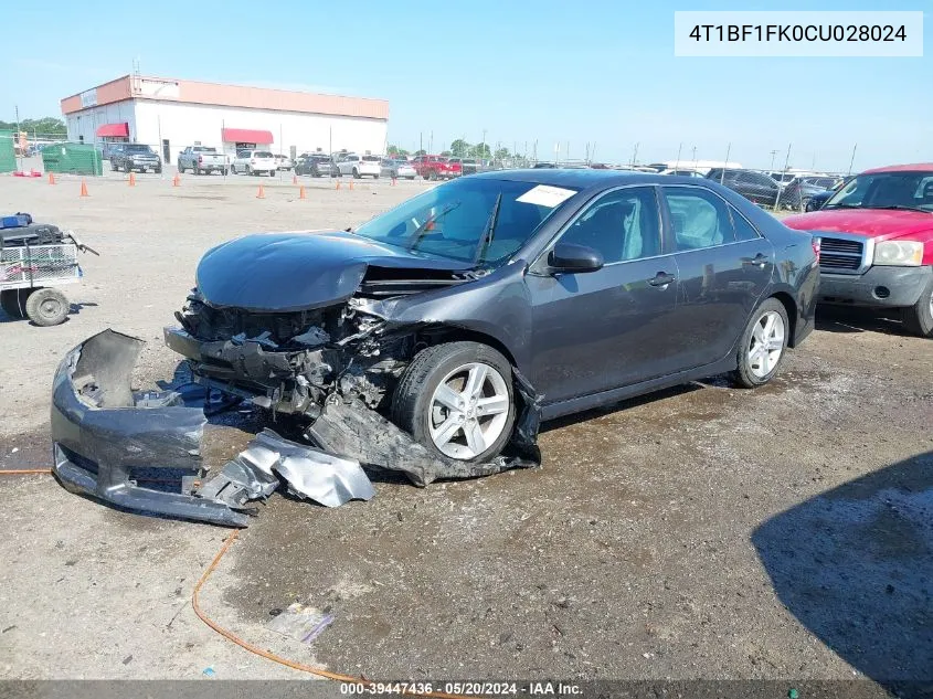 2012 Toyota Camry Se VIN: 4T1BF1FK0CU028024 Lot: 39447436