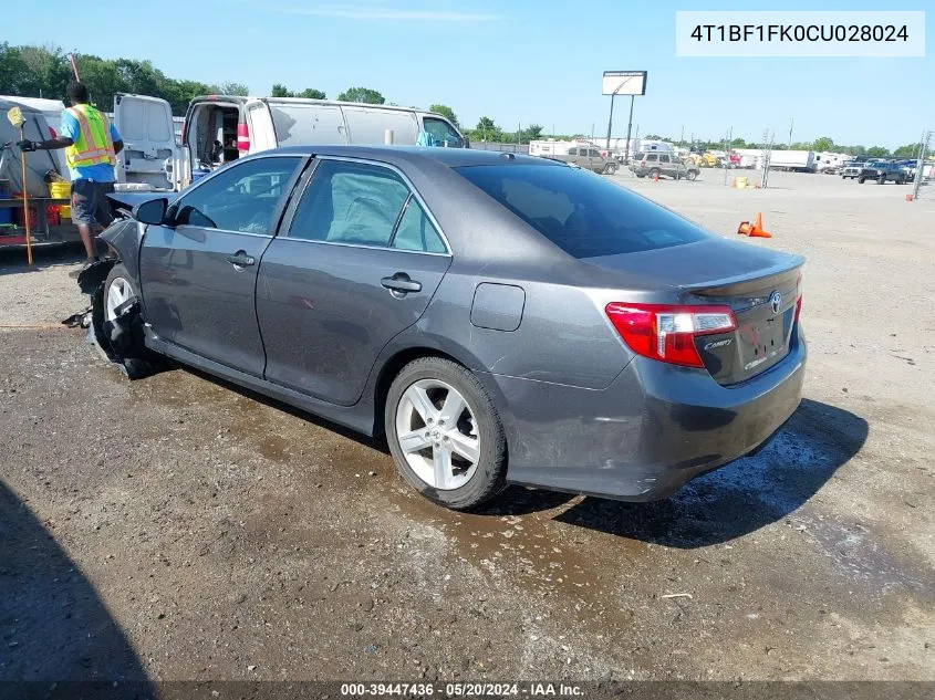 2012 Toyota Camry Se VIN: 4T1BF1FK0CU028024 Lot: 39447436