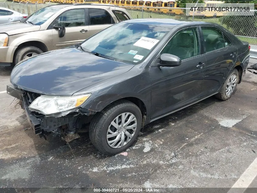 2012 Toyota Camry Le VIN: 4T4BF1FK8CR177058 Lot: 39450721