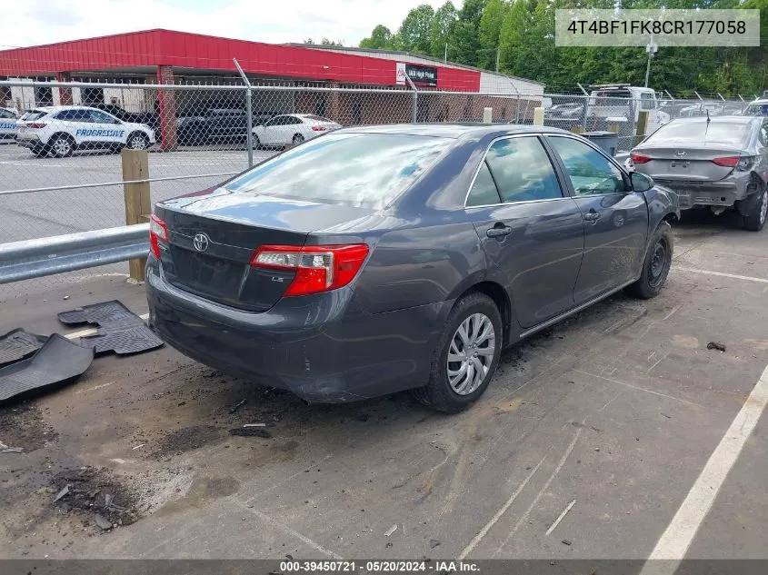 4T4BF1FK8CR177058 2012 Toyota Camry Le