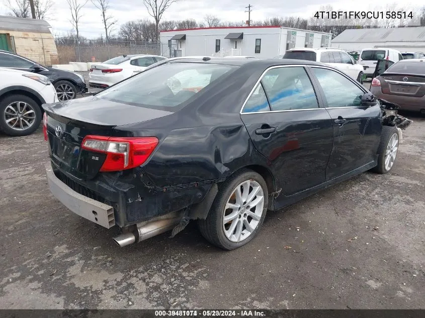 2012 Toyota Camry Se Limited Edition VIN: 4T1BF1FK9CU158514 Lot: 39481074