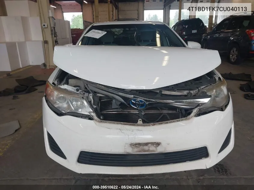 4T1BD1FK7CU040113 2012 Toyota Camry Hybrid Le