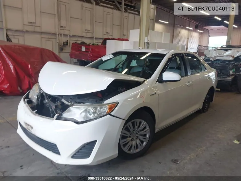 4T1BD1FK7CU040113 2012 Toyota Camry Hybrid Le