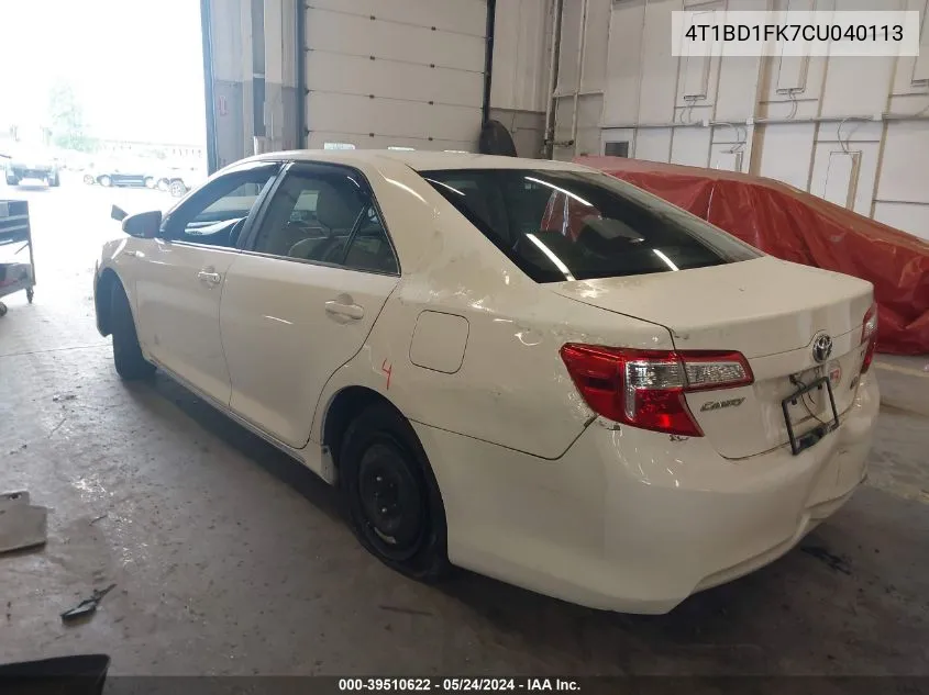 4T1BD1FK7CU040113 2012 Toyota Camry Hybrid Le