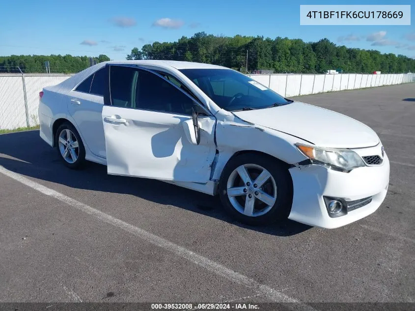 2012 Toyota Camry Se VIN: 4T1BF1FK6CU178669 Lot: 39532008