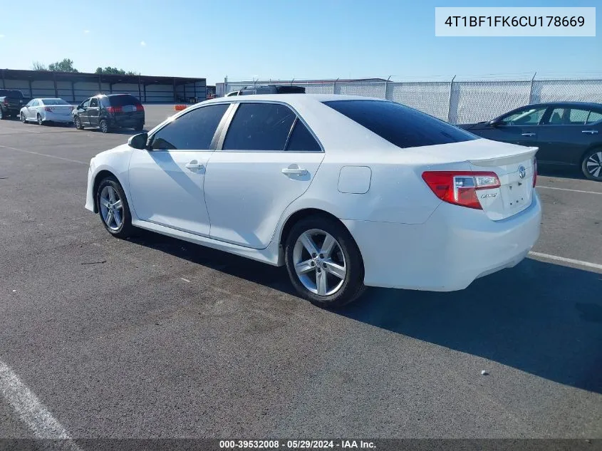 2012 Toyota Camry Se VIN: 4T1BF1FK6CU178669 Lot: 39532008