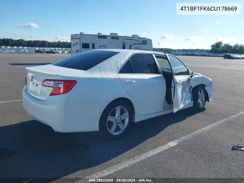 2012 Toyota Camry Se VIN: 4T1BF1FK6CU178669 Lot: 39532008