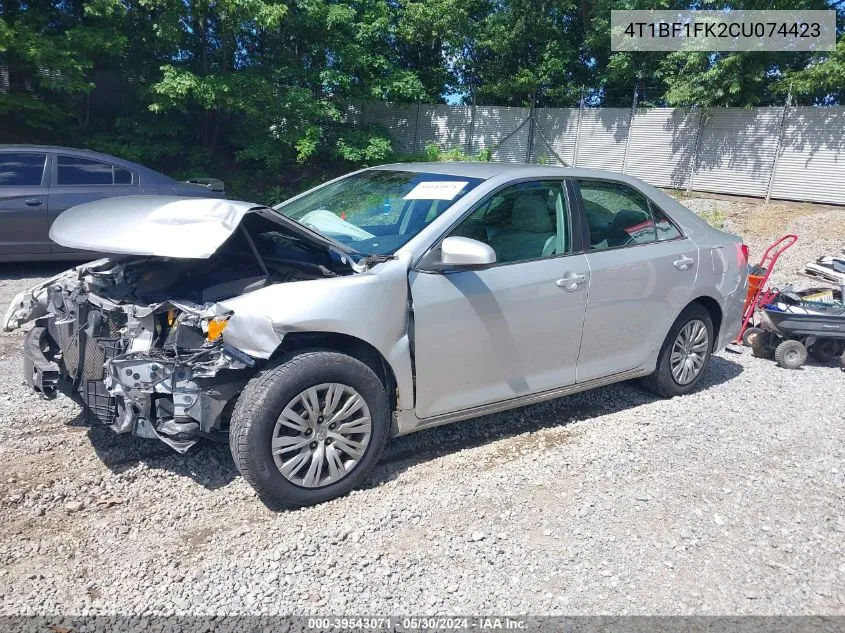 2012 Toyota Camry Le VIN: 4T1BF1FK2CU074423 Lot: 39543071