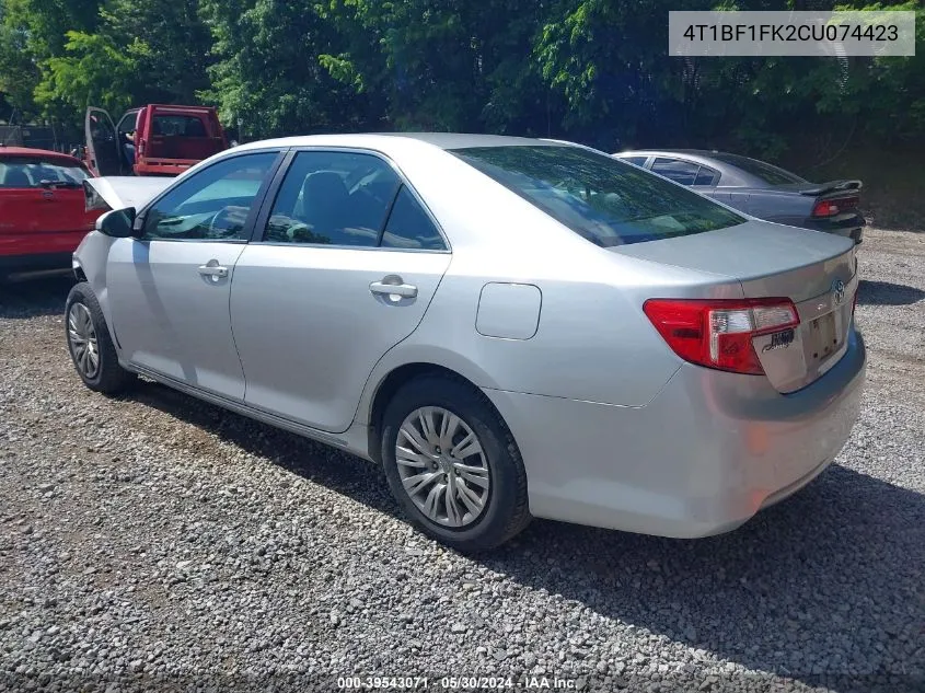 2012 Toyota Camry Le VIN: 4T1BF1FK2CU074423 Lot: 39543071