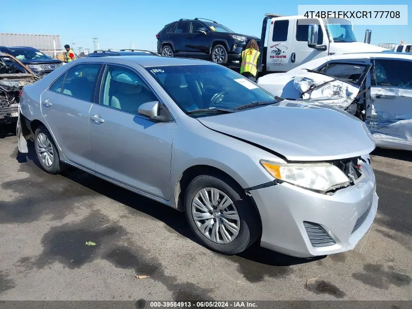 2012 Toyota Camry Le VIN: 4T4BF1FKXCR177708 Lot: 39584913