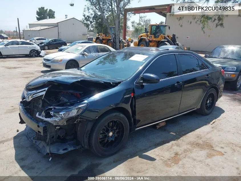 2012 Toyota Camry Hybrid Xle VIN: 4T1BD1FK2CU049835 Lot: 39586114