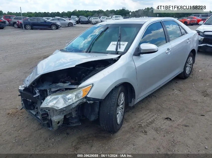 2012 Toyota Camry Le VIN: 4T1BF1FK8CU158228 Lot: 39629058