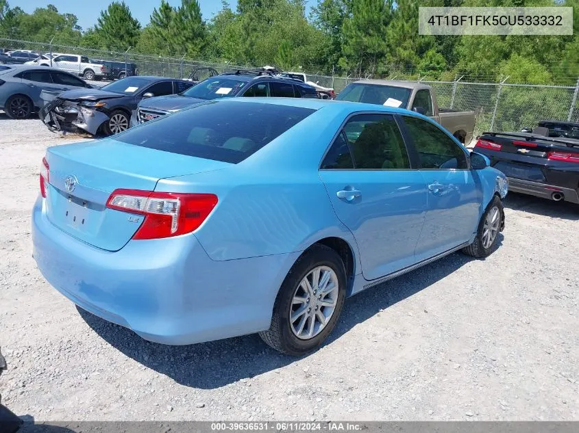 2012 Toyota Camry Le VIN: 4T1BF1FK5CU533332 Lot: 39636531