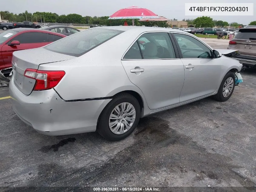 4T4BF1FK7CR204301 2012 Toyota Camry Le