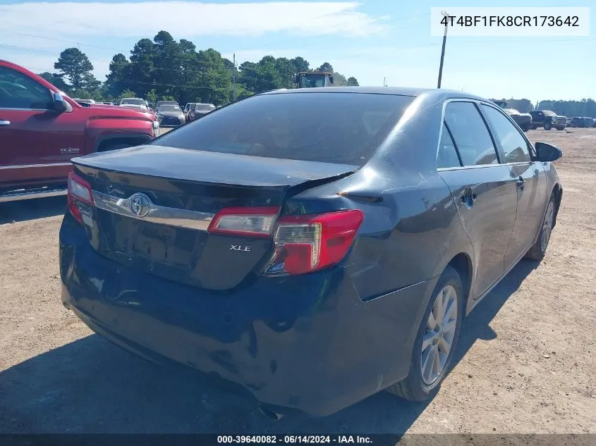 2012 Toyota Camry Xle VIN: 4T4BF1FK8CR173642 Lot: 39640082