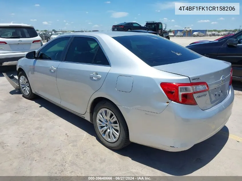 2012 Toyota Camry Le VIN: 4T4BF1FK1CR158206 Lot: 39648666