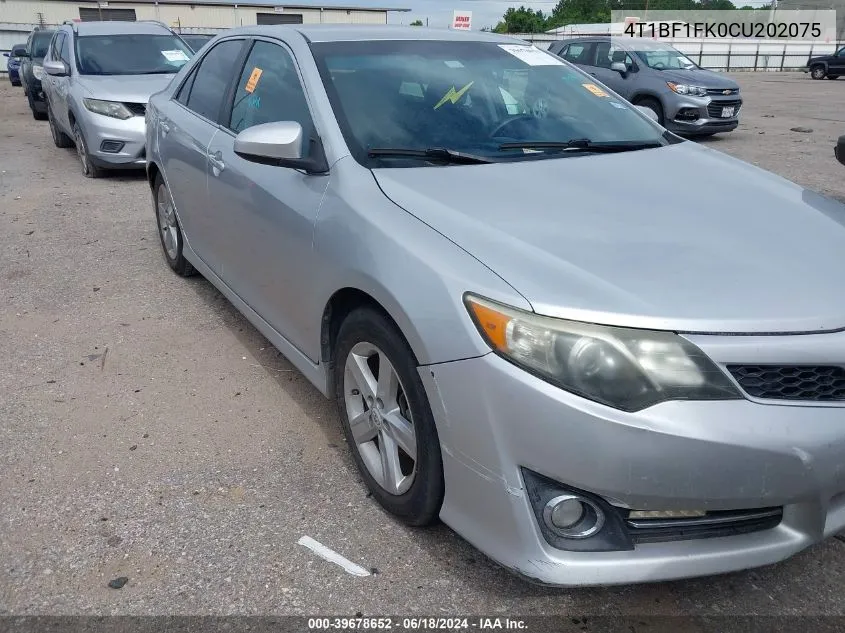 2012 Toyota Camry Se VIN: 4T1BF1FK0CU202075 Lot: 39678652