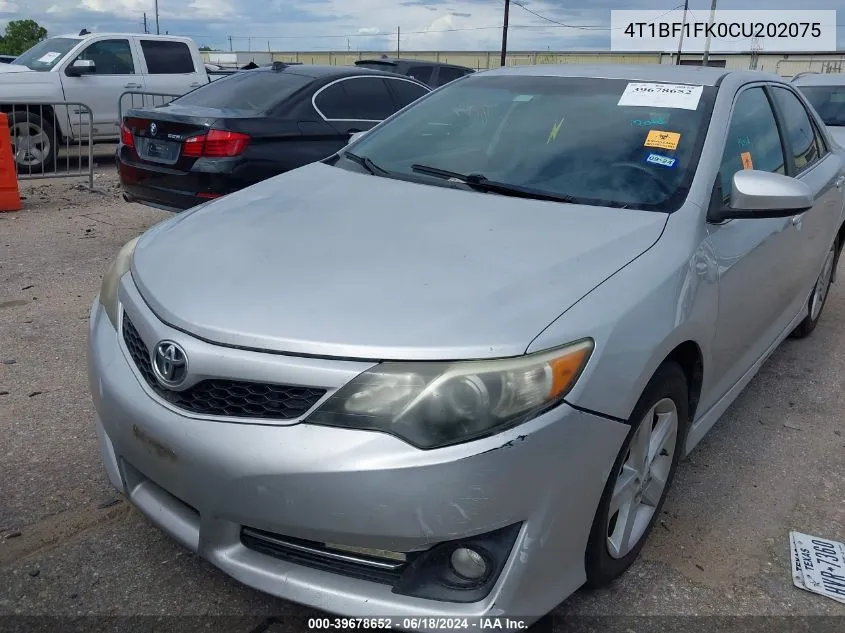 2012 Toyota Camry Se VIN: 4T1BF1FK0CU202075 Lot: 39678652