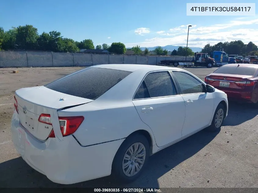 4T1BF1FK3CU584117 2012 Toyota Camry Le