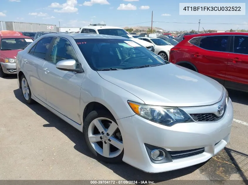 2012 Toyota Camry Se VIN: 4T1BF1FK3CU032522 Lot: 39704172