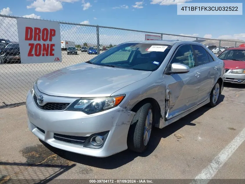 2012 Toyota Camry Se VIN: 4T1BF1FK3CU032522 Lot: 39704172