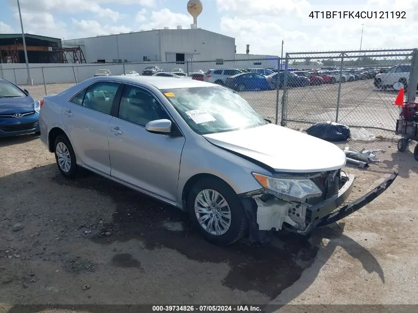 4T1BF1FK4CU121192 2012 Toyota Camry Le