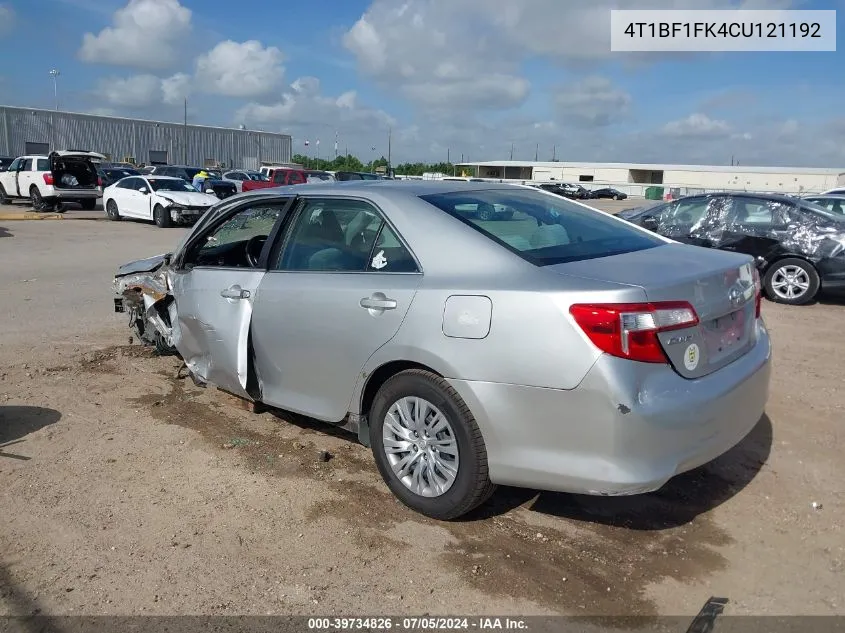 2012 Toyota Camry Le VIN: 4T1BF1FK4CU121192 Lot: 39734826