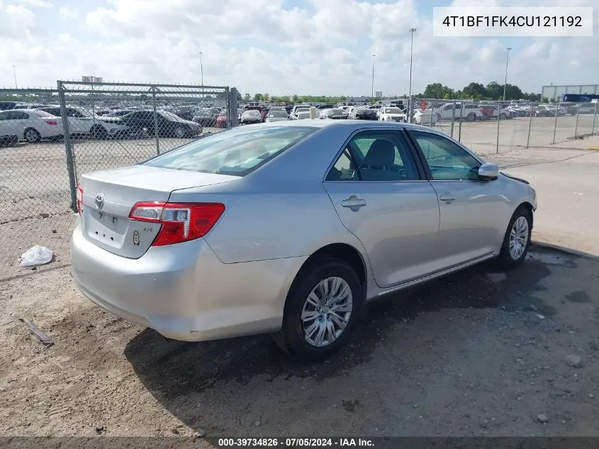 4T1BF1FK4CU121192 2012 Toyota Camry Le