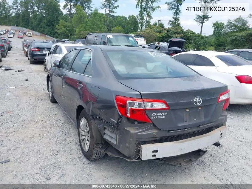 2012 Toyota Camry Le VIN: 4T1BF1FKXCU125246 Lot: 39742843