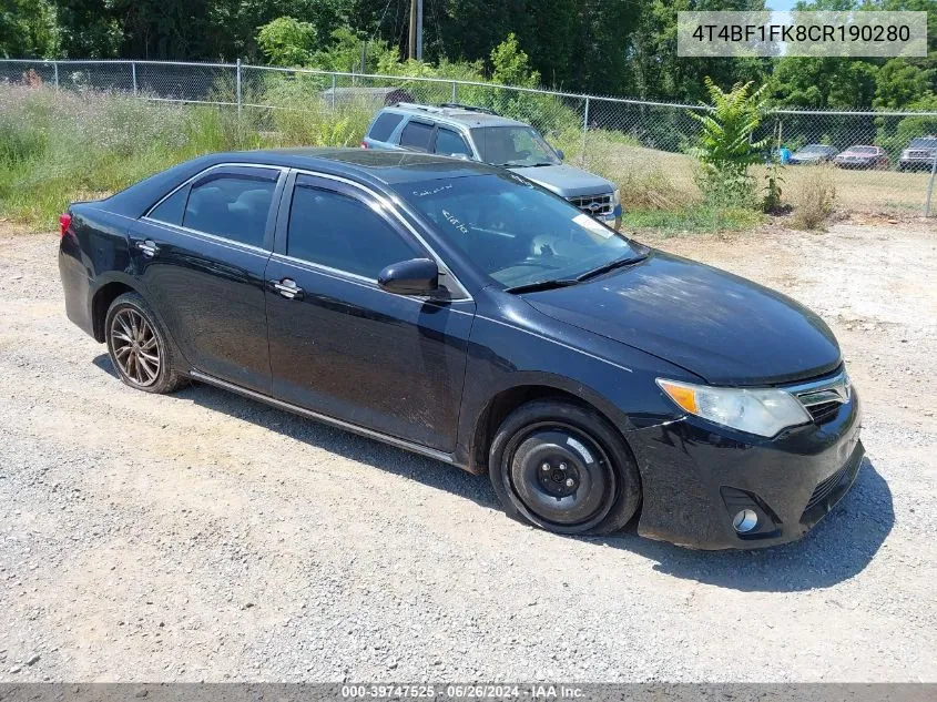 4T4BF1FK8CR190280 2012 Toyota Camry Le