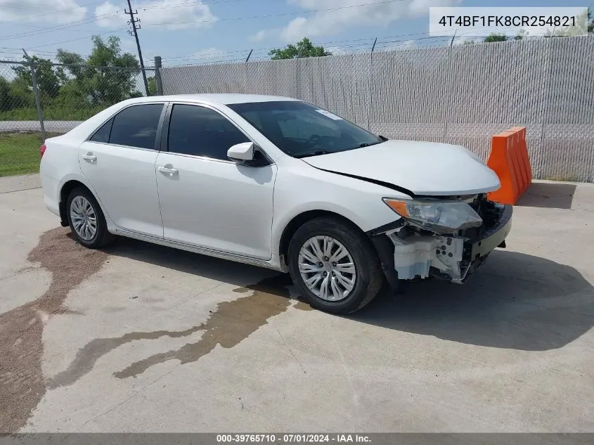 2012 Toyota Camry Le VIN: 4T4BF1FK8CR254821 Lot: 39765710