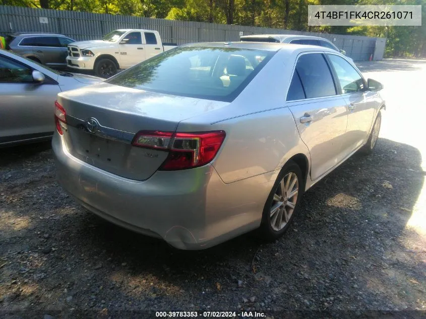 2012 Toyota Camry Xle VIN: 4T4BF1FK4CR261071 Lot: 39783353