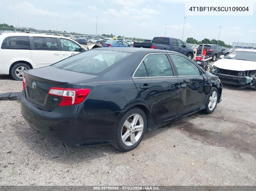 2012 Toyota Camry Se VIN: 4T1BF1FK5CU109004 Lot: 39798094